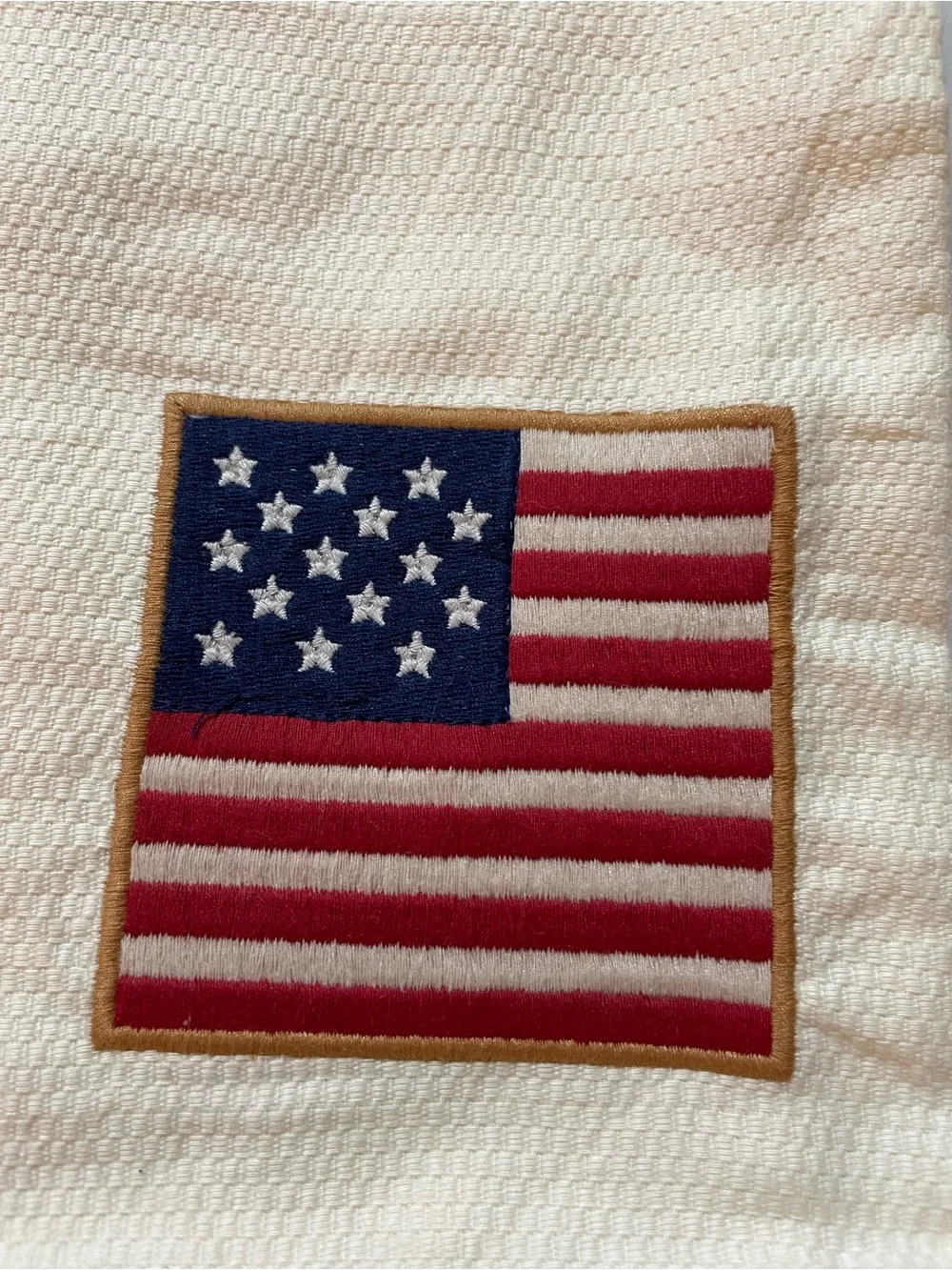 Warren Kimble Ritz patriotic dish towels 2 cotton white cream red blue USA flag